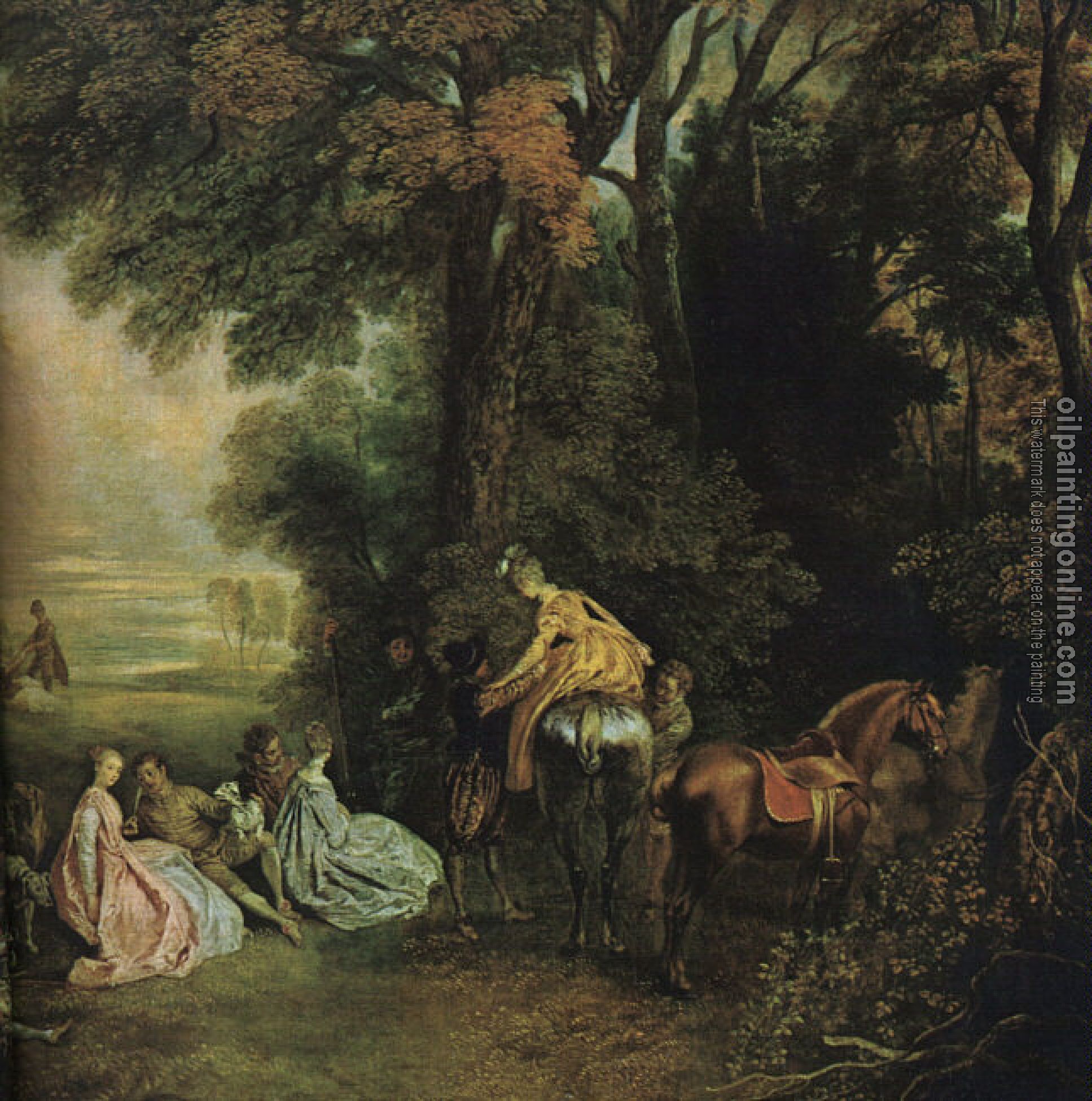 Watteau, Jean-Antoine - Halt During the Chase